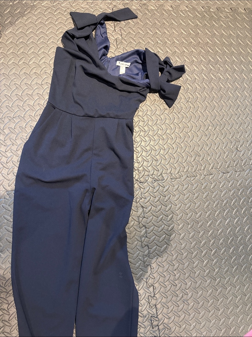 Navy One-Shoulder Tie-Strap Jumpsuit